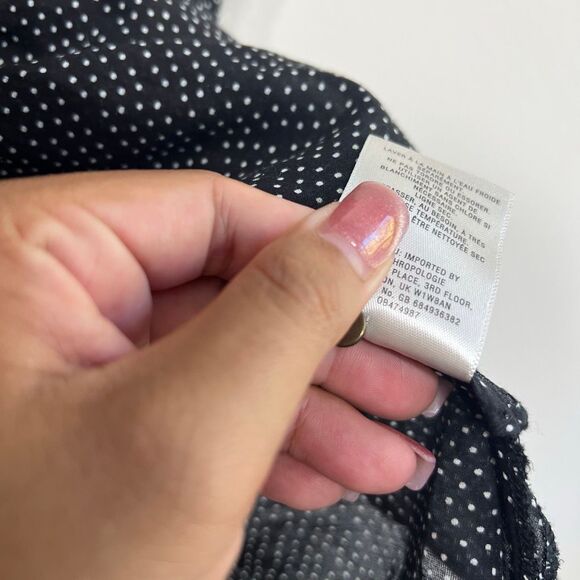 Anthropologie HD in Paris Black Polka Dot Peplum Blouse 8 Women - Picture 7 of 10